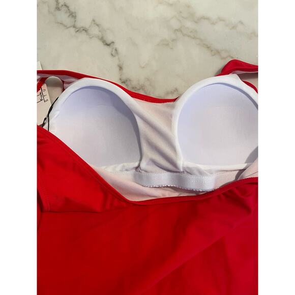 NEW Nicole Miller Studio Women's Scoop Back One Piece Swimsuit Red. Size XL. - Picture 6 of 9